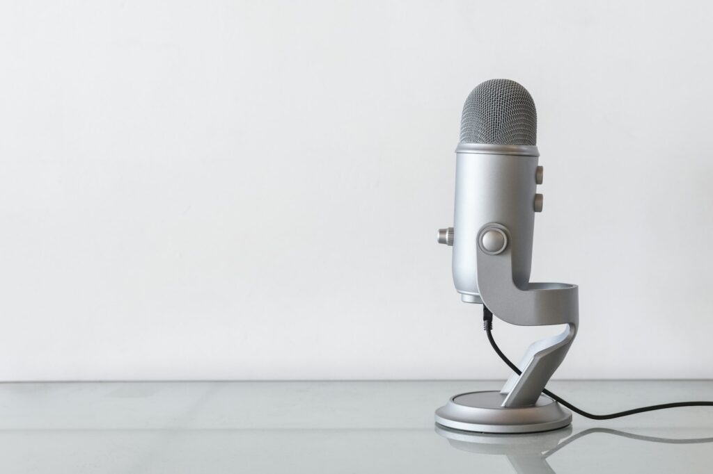 Studio microphone for recording a podcast