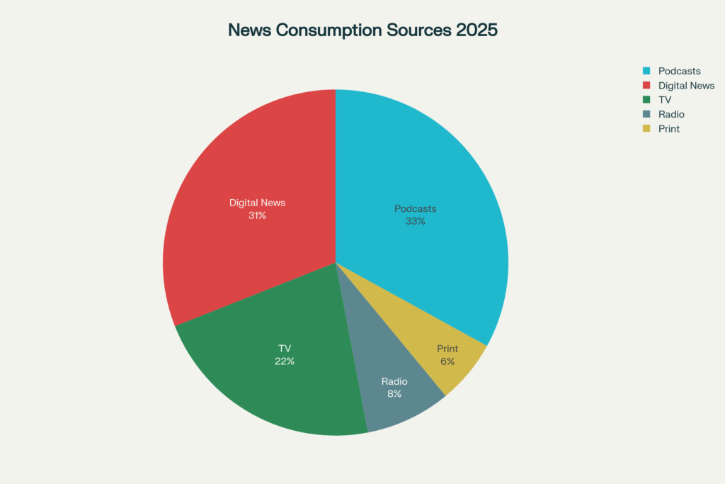 Podcasts are redefining media trust across the news consumption landscape.